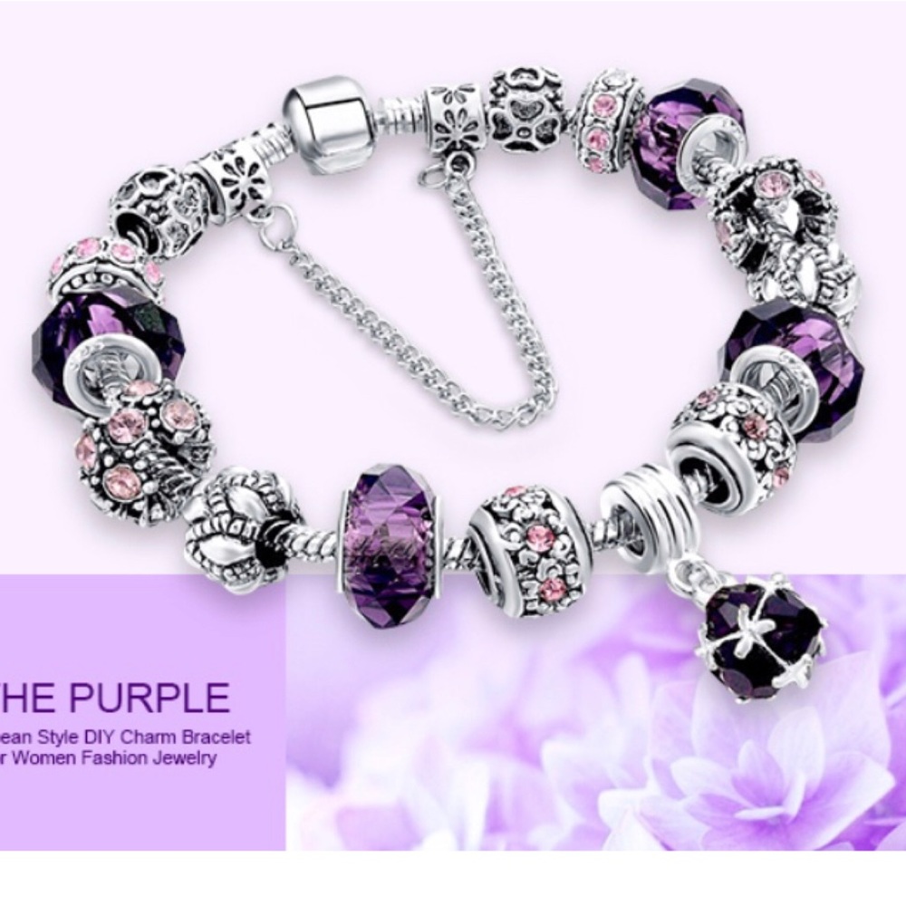 💜 Ladies Fashion Murano Charm Bracelet 💜